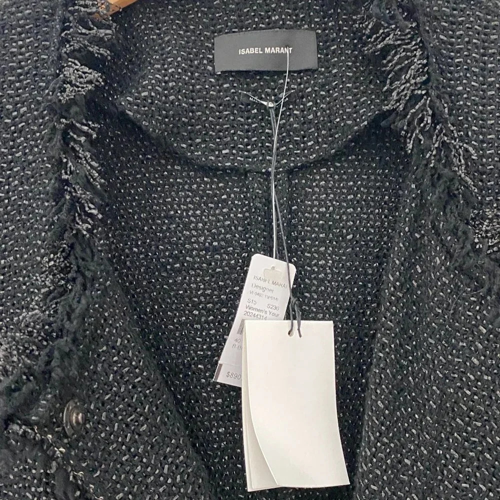 Isabel Marant Black Tweed Blazer Jacket Size M NWT - Picture 10 of 13